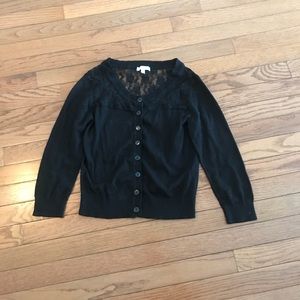 Black lace accent cardigan